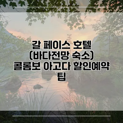 갈 페이스 호텔 (바다전망 숙소) 콜롬보 아고다 할인예약 팁