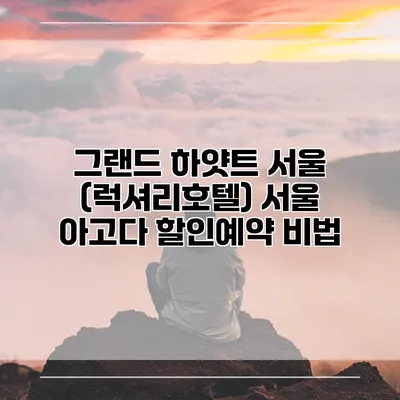 그랜드 하얏트 서울 (럭셔리호텔) 서울 아고다 할인예약 비법