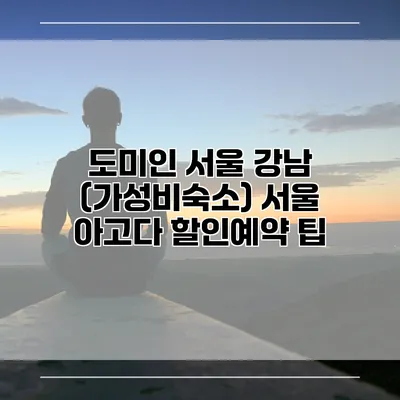 도미인 서울 강남 (가성비숙소) 서울 아고다 할인예약 팁