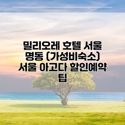 밀리오레 호텔 서울 명동 (가성비숙소) 서울 아고다 할인예약 팁