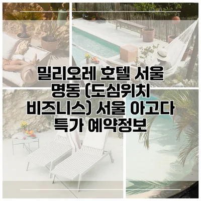 밀리오레 호텔 서울 명동 (도심위치 비즈니스) 서울 아고다 특가 예약정보
