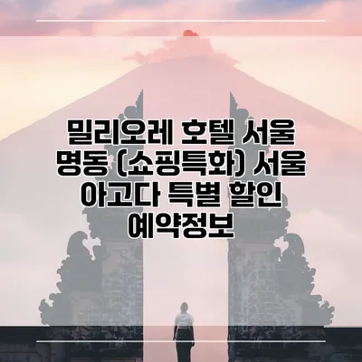 밀리오레 호텔 서울 명동 (쇼핑특화) 서울 아고다 특별 할인 예약정보