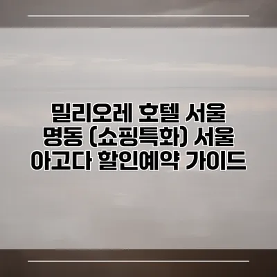 밀리오레 호텔 서울 명동 (쇼핑특화) 서울 아고다 할인예약 가이드