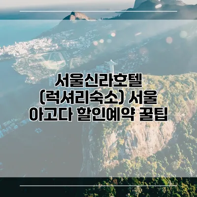 서울신라호텔 (럭셔리숙소) 서울 아고다 할인예약 꿀팁