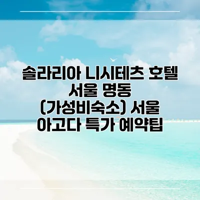 솔라리아 니시테츠 호텔 서울 명동 (가성비숙소) 서울 아고다 특가 예약팁
