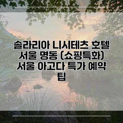 솔라리아 니시테츠 호텔 서울 명동 (쇼핑특화) 서울 아고다 특가 예약 팁