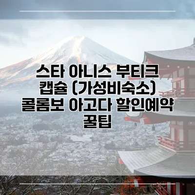 스타 아니스 부티크 캡슐 (가성비숙소) 콜롬보 아고다 할인예약 꿀팁