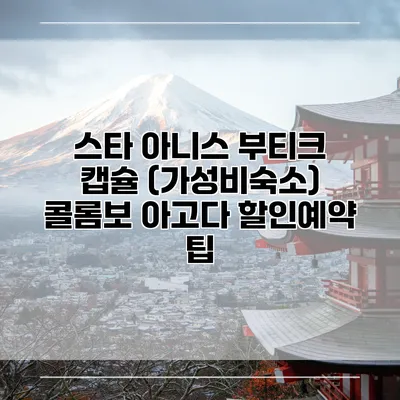 스타 아니스 부티크 캡슐 (가성비숙소) 콜롬보 아고다 할인예약 팁