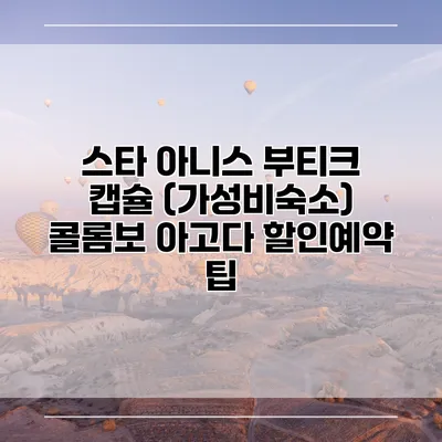 스타 아니스 부티크 캡슐 (가성비숙소) 콜롬보 아고다 할인예약 팁