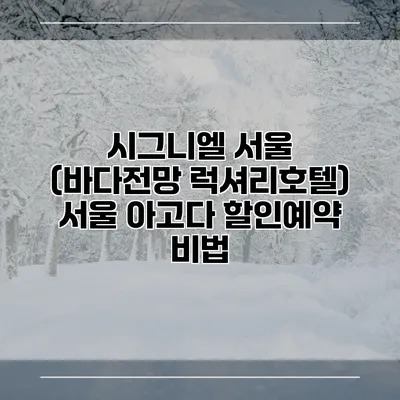 시그니엘 서울 (바다전망 럭셔리호텔) 서울 아고다 할인예약 비법