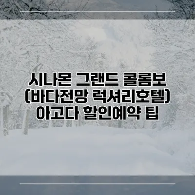 시나몬 그랜드 콜롬보 (바다전망 럭셔리호텔) 아고다 할인예약 팁