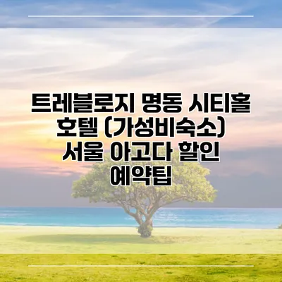 트레블로지 명동 시티홀 호텔 (가성비숙소) 서울 아고다 할인 예약팁