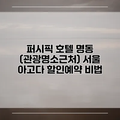 퍼시픽 호텔 명동 (관광명소근처) 서울 아고다 할인예약 비법