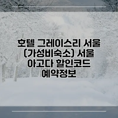 호텔 그레이스리 서울 (가성비숙소) 서울 아고다 할인코드 예약정보