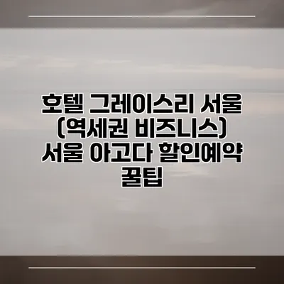 호텔 그레이스리 서울 (역세권 비즈니스) 서울 아고다 할인예약 꿀팁