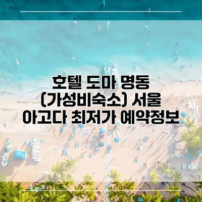 호텔 도마 명동 (가성비숙소) 서울 아고다 최저가 예약정보