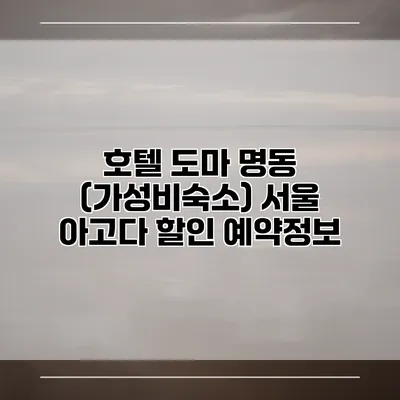 호텔 도마 명동 (가성비숙소) 서울 아고다 할인 예약정보
