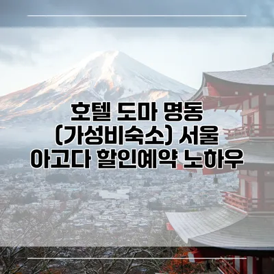 호텔 도마 명동 (가성비숙소) 서울 아고다 할인예약 노하우