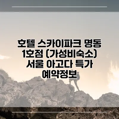 호텔 스카이파크 명동 1호점 (가성비숙소) 서울 아고다 특가 예약정보