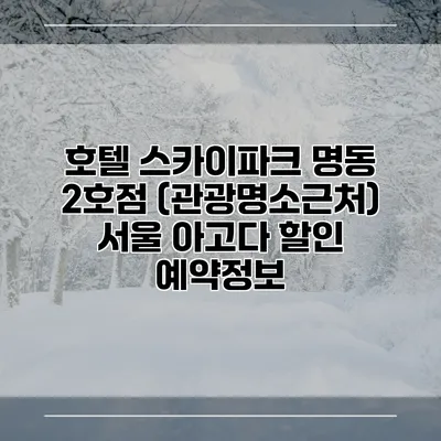호텔 스카이파크 명동 2호점 (관광명소근처) 서울 아고다 할인 예약정보