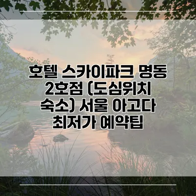 호텔 스카이파크 명동 2호점 (도심위치 숙소) 서울 아고다 최저가 예약팁