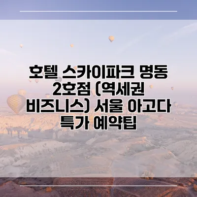 호텔 스카이파크 명동 2호점 (역세권 비즈니스) 서울 아고다 특가 예약팁