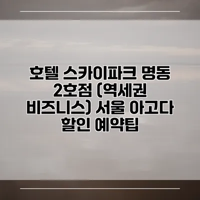 호텔 스카이파크 명동 2호점 (역세권 비즈니스) 서울 아고다 할인 예약팁