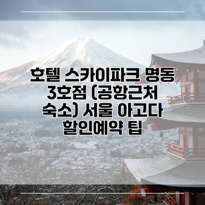 호텔 스카이파크 명동 3호점 (공항근처 숙소) 서울 아고다 할인예약 팁
