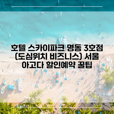 호텔 스카이파크 명동 3호점 (도심위치 비즈니스) 서울 아고다 할인예약 꿀팁