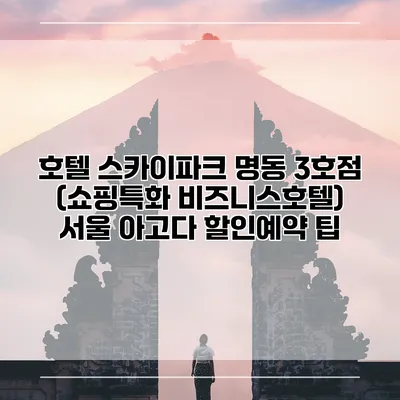 호텔 스카이파크 명동 3호점 (쇼핑특화 비즈니스호텔) 서울 아고다 할인예약 팁