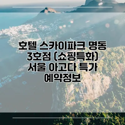호텔 스카이파크 명동 3호점 (쇼핑특화) 서울 아고다 특가 예약정보
