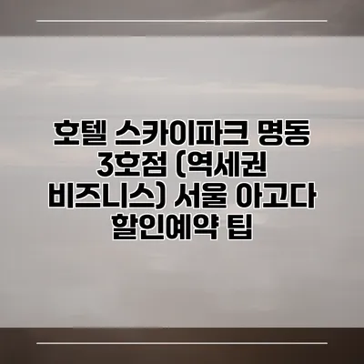 호텔 스카이파크 명동 3호점 (역세권 비즈니스) 서울 아고다 할인예약 팁