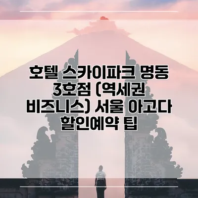호텔 스카이파크 명동 3호점 (역세권 비즈니스) 서울 아고다 할인예약 팁