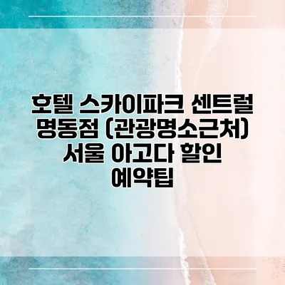 호텔 스카이파크 센트럴 명동점 (관광명소근처) 서울 아고다 할인 예약팁