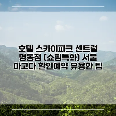 호텔 스카이파크 센트럴 명동점 (쇼핑특화) 서울 아고다 할인예약 유용한 팁
