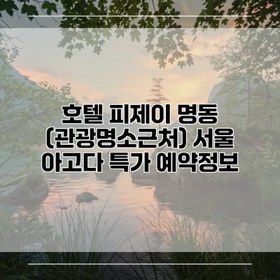 호텔 피제이 명동 (관광명소근처) 서울 아고다 특가 예약정보
