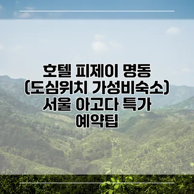 호텔 피제이 명동 (도심위치 가성비숙소) 서울 아고다 특가 예약팁