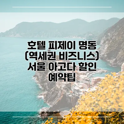 호텔 피제이 명동 (역세권 비즈니스) 서울 아고다 할인 예약팁
